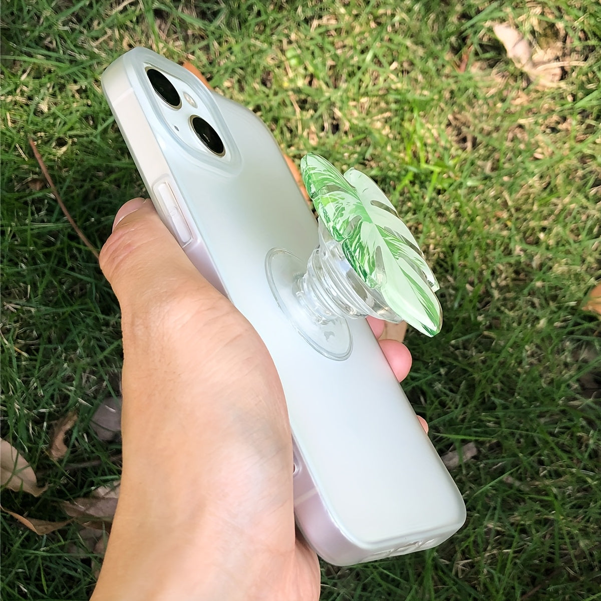 Support Téléphone Feuille Tropicale – Acrylique PMMA, Rotatif, Coussinet Adhésif, 8 Coloris