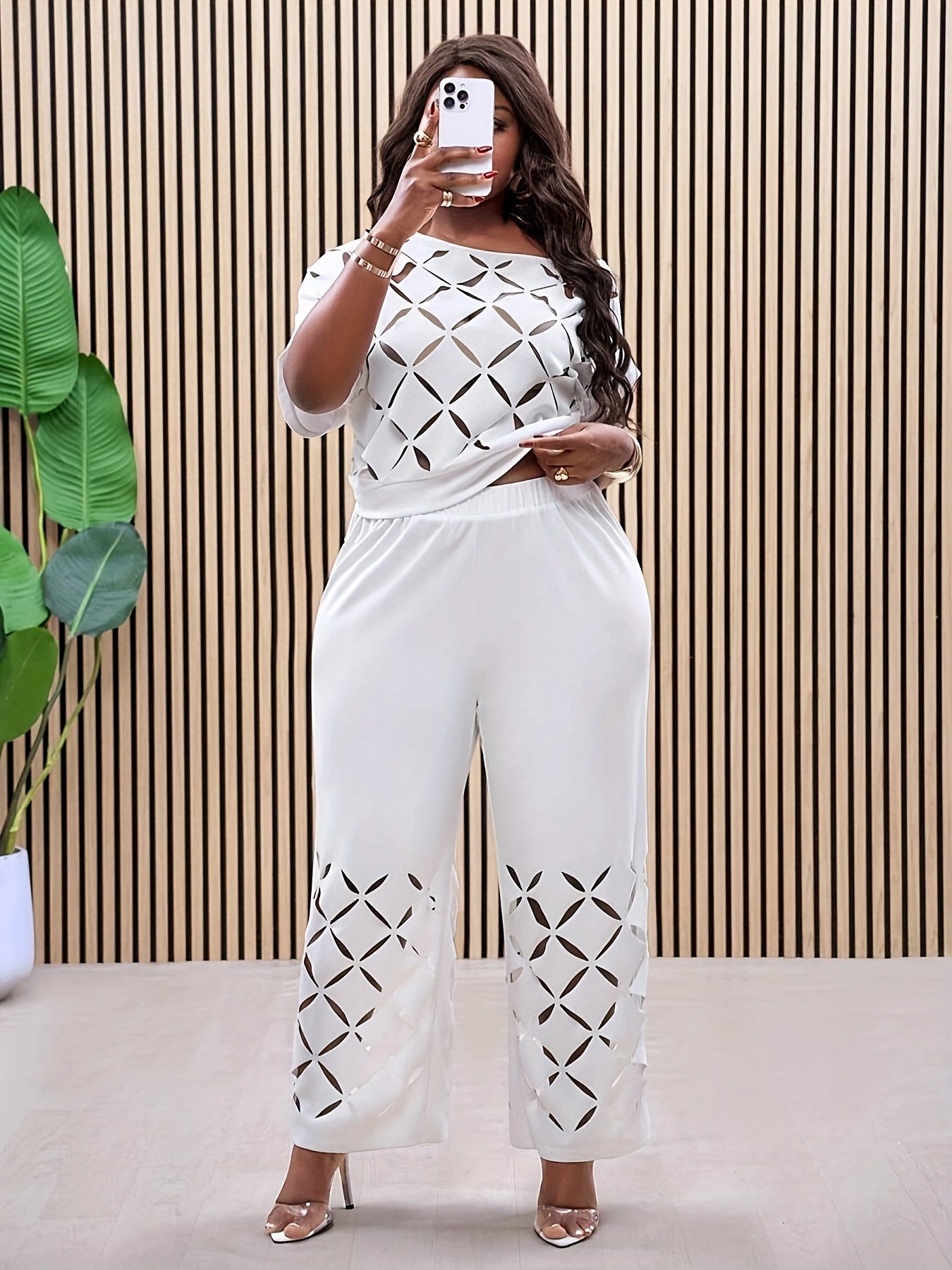 Ensemble 2 pièces décontracté avec broderie asymétrique - Topdecheztop.fr