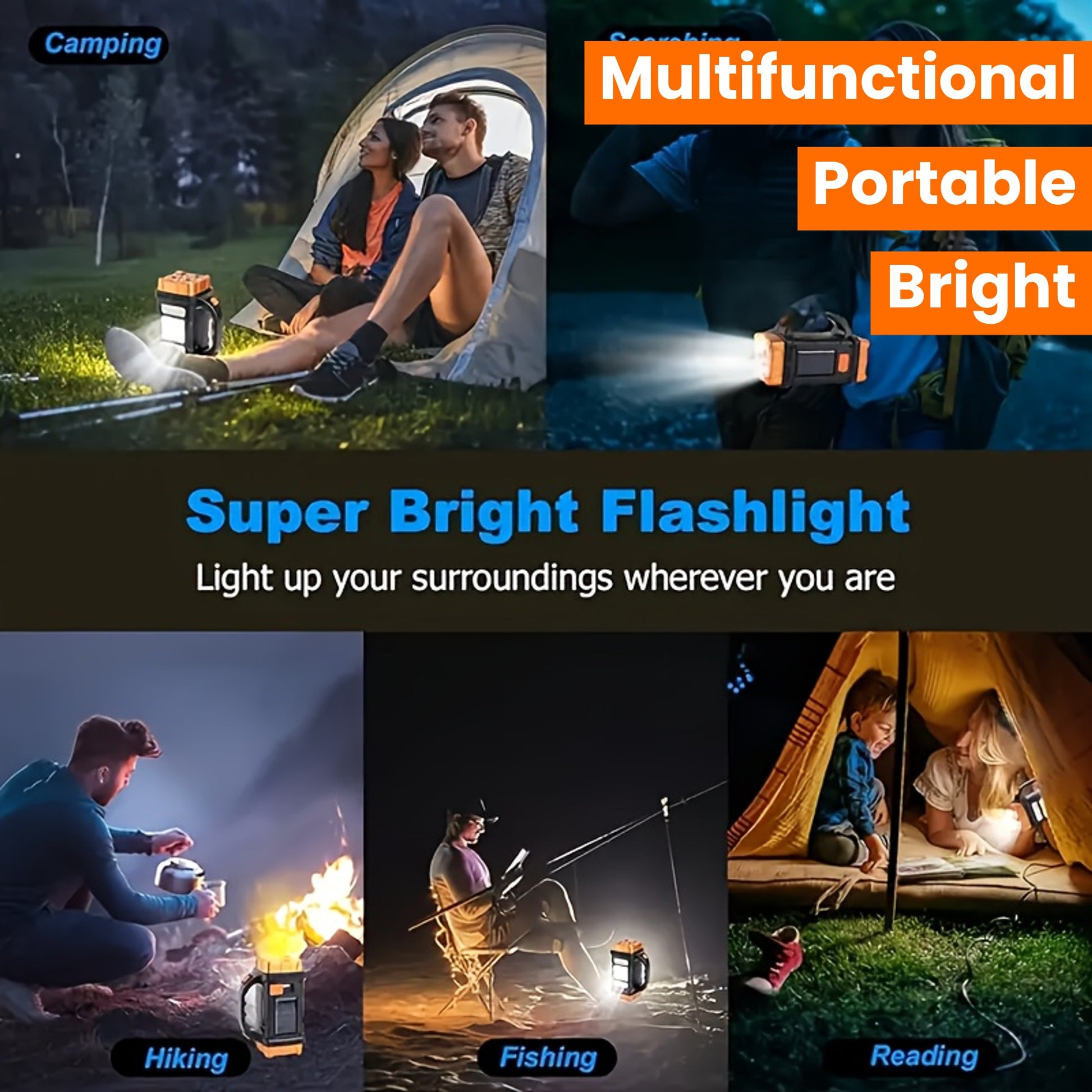Lanterne de camping solaire à LED multifonctionnelle, lampe de poche - Topdecheztop.fr