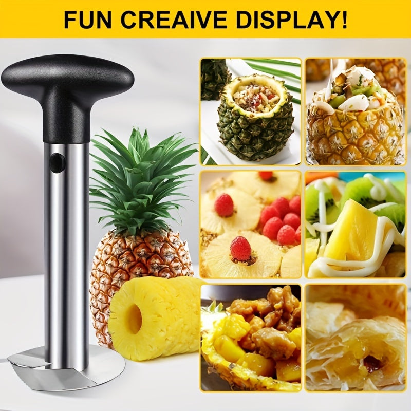 Eplucheur vide-ananas en acier inoxydable SHAON - Lame et manche amovibles, anti-rouille, jaune
