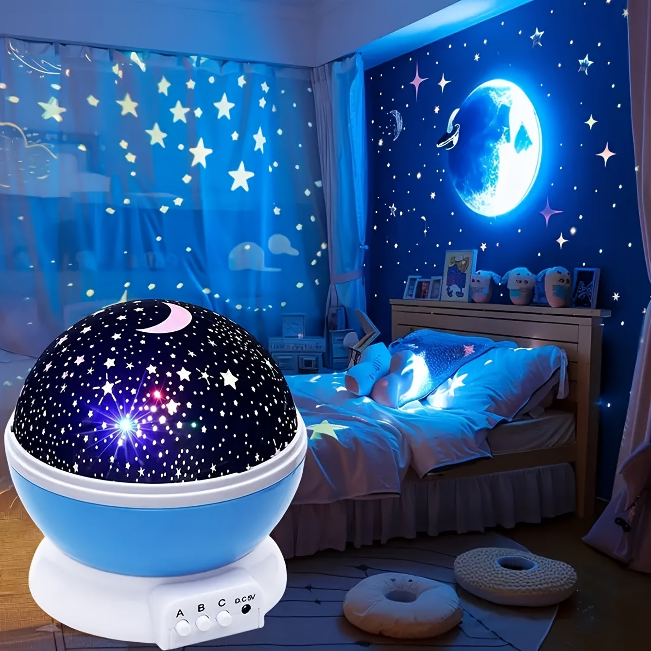 Projecteur d'étoiles et de lune rotatif 3D alimenté par USB - Topdecheztop.fr