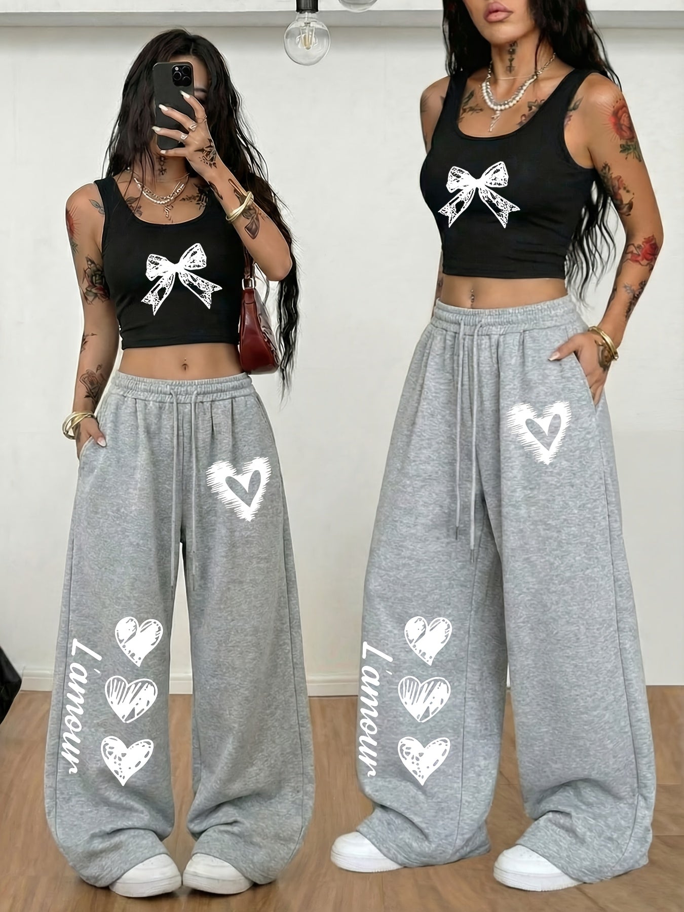 Ensemble 2 Pièces Style Y2K Femme – Débardeur Ajusté & Pantalon Large Élégant | Toutes Saisons | XS au XL