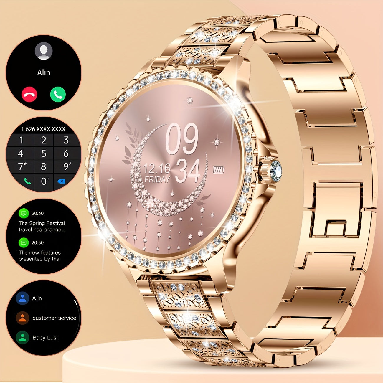 Montre Connectée LIGE Femme – Écran 1,32”, Appels Sans Fil & Étanche IP67