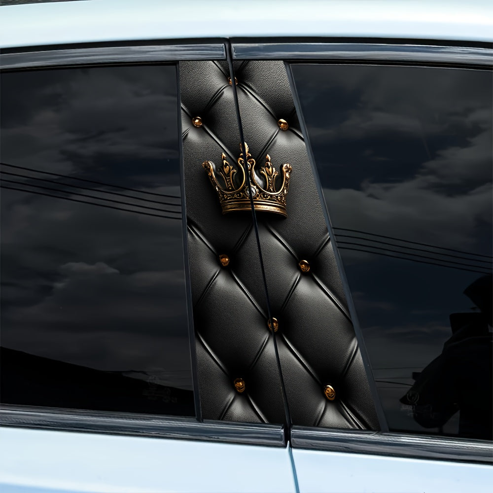 Lot de 2 Autocollants Voiture Couronne & Cœur – Vinyle Brillant Paillettes Imperméable