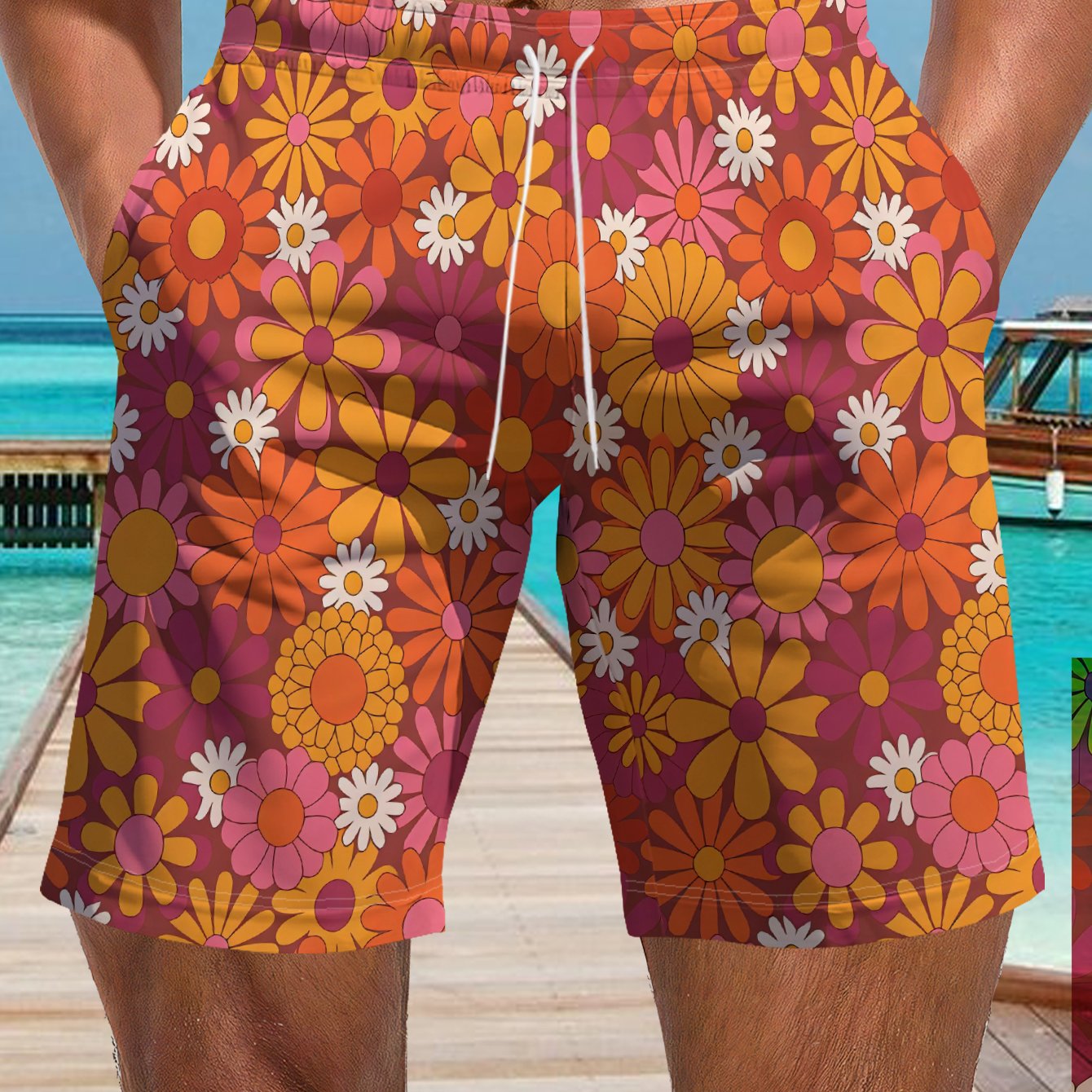 Pantalon de plage homme motif géométrique - Léger, décontracté, été