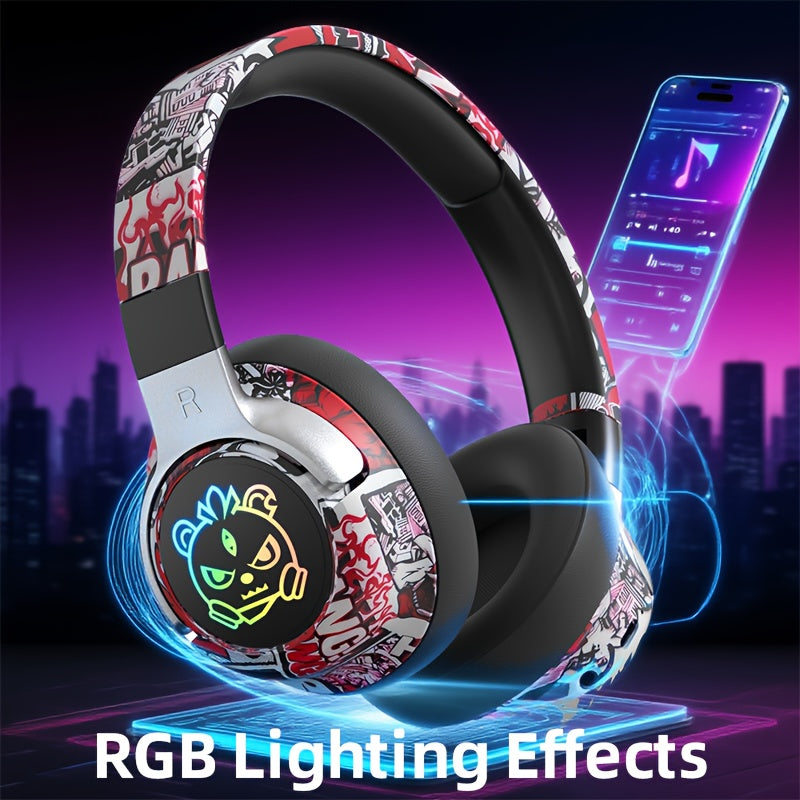 Casque Audio Circum-Aural Style Graffiti – Micro Intégré, Batterie 350mAh & USB-C | 3 Coloris | YUE CUI