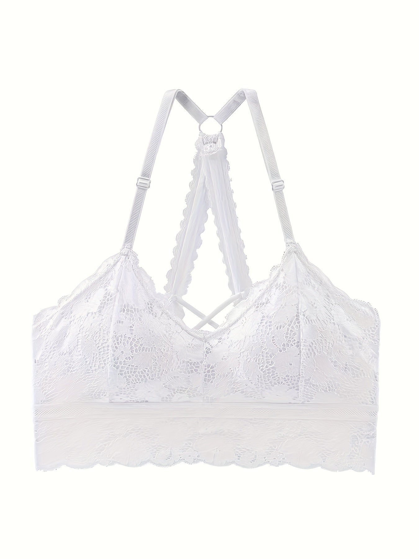 Bralette en Dentelle Femme Sans Armatures - Rembourrage Amovible, Detail Croix