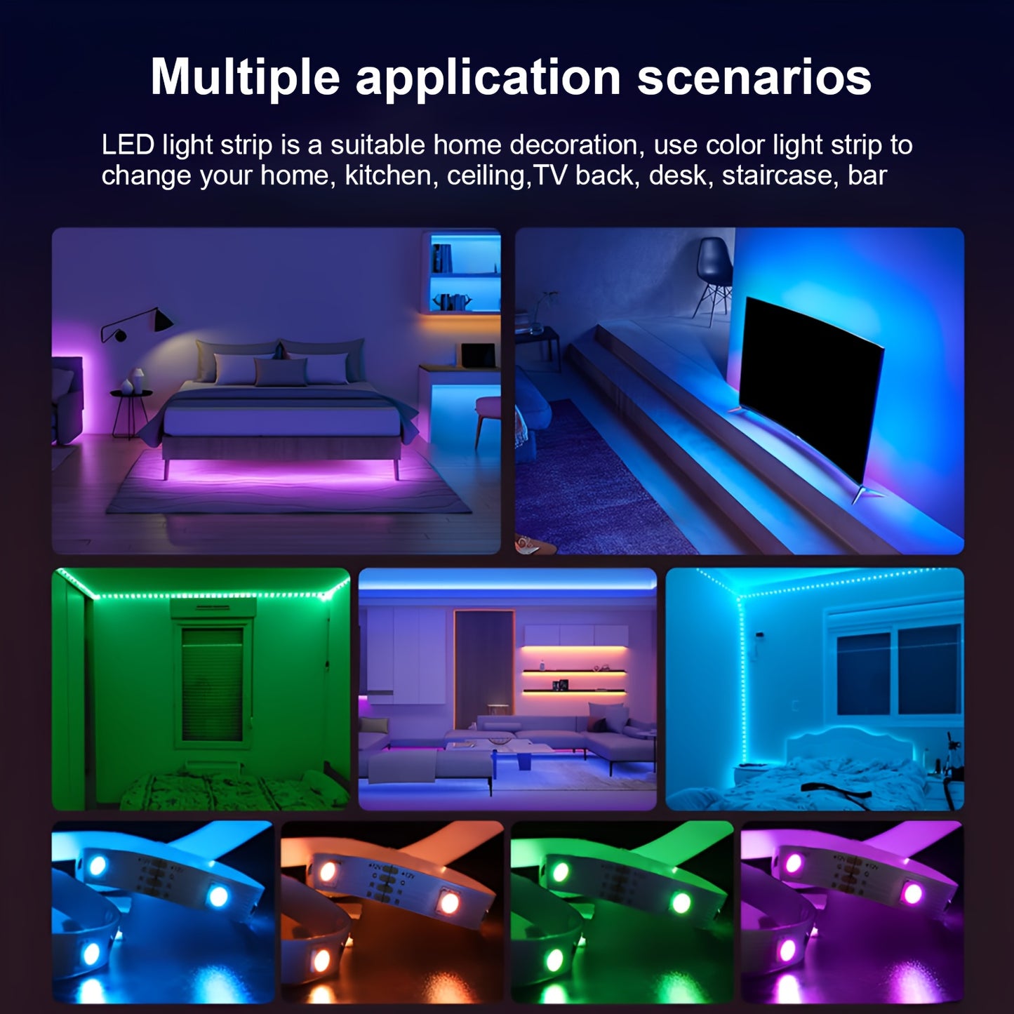 Bande LED RGB avec Télécommande 44 Touches – 1M à 30M, Intensité Réglable 🌈💡