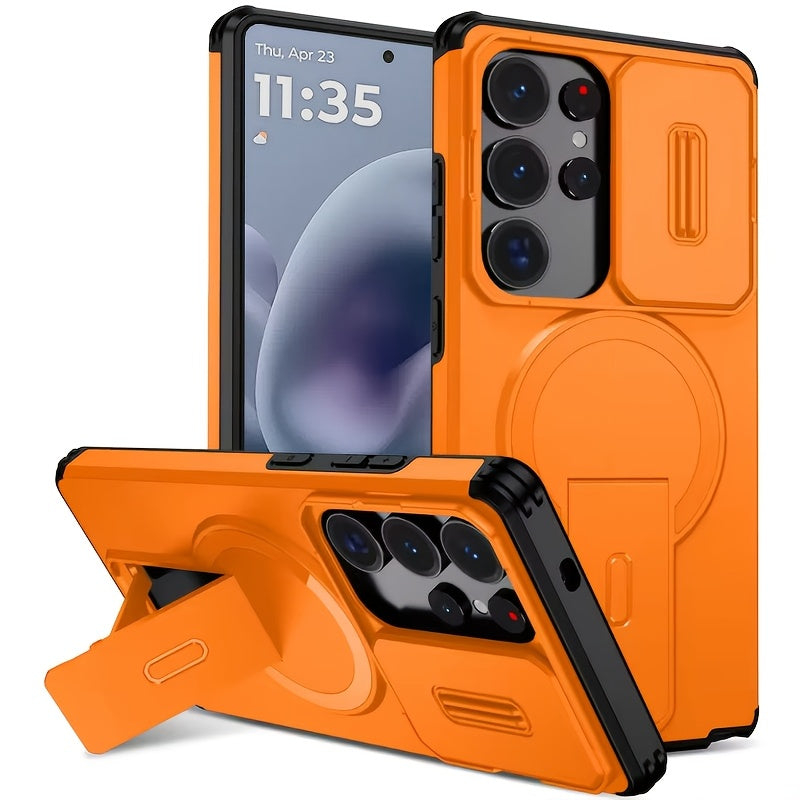 Coque Rigide PC Antichoc Samsung Galaxy - Support Integre, Compatible S23 S24 S25 Ultra Plus FE A16 A17 A56, 4 Coloris