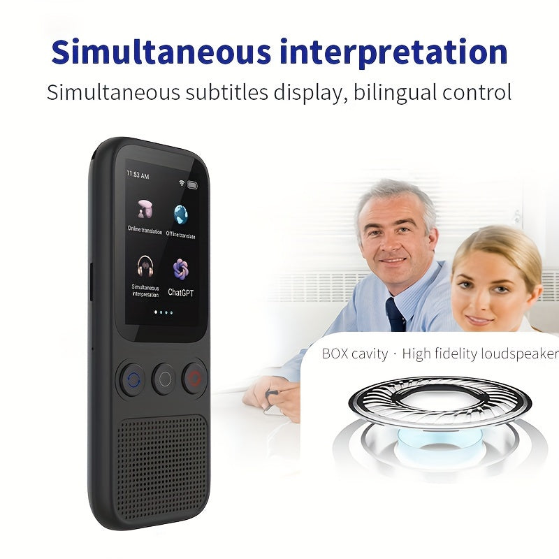 Traducteur Vocal Bidirectionnel Hishell - 138 Langues, Hors Ligne, Ecran Tactile HD 2 pouces, WiFi, USB-C