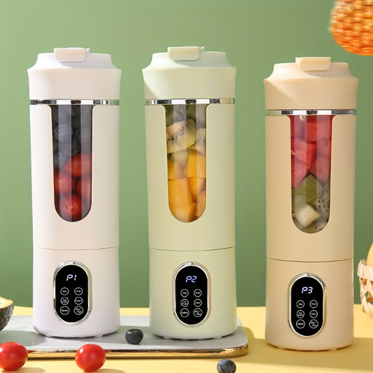 Blender portable rechargeable USB 530 ml LED - Broyeur glace 7.4V, smoothies jus, vert beige blanc