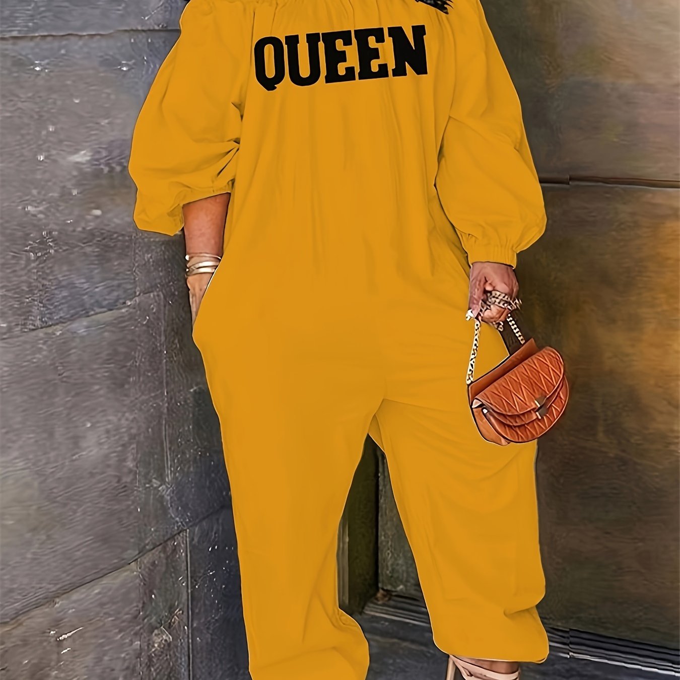 Combinaison Longue Brodée QUEEN pour Femme – Épaules Dénudées, Style Décontracté Élégant | 8 Coloris | S au XXL