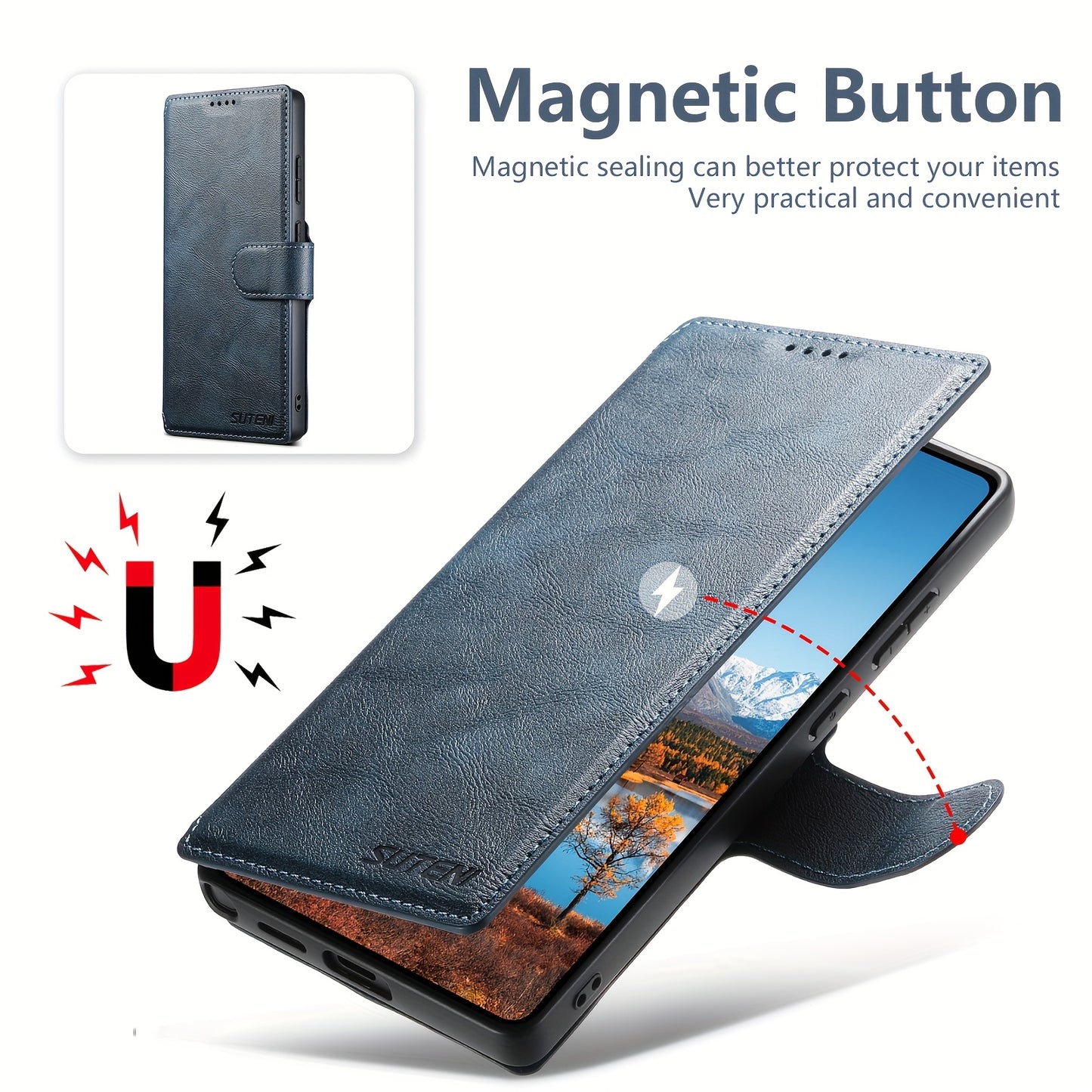 Étui Samsung Galaxy Ultra SUTENI – Similicuir, Recharge Sans Fil, Boucle Magnétique, 3 Coloris