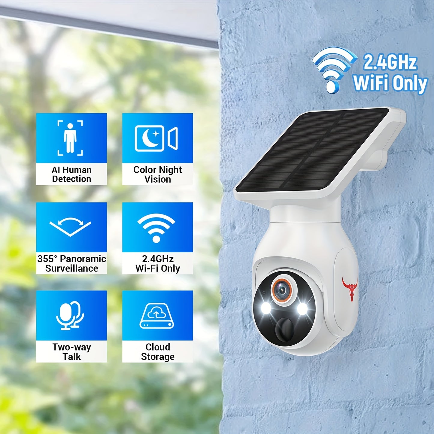 Caméra de sécurité extérieure solaire WiFi 1080p