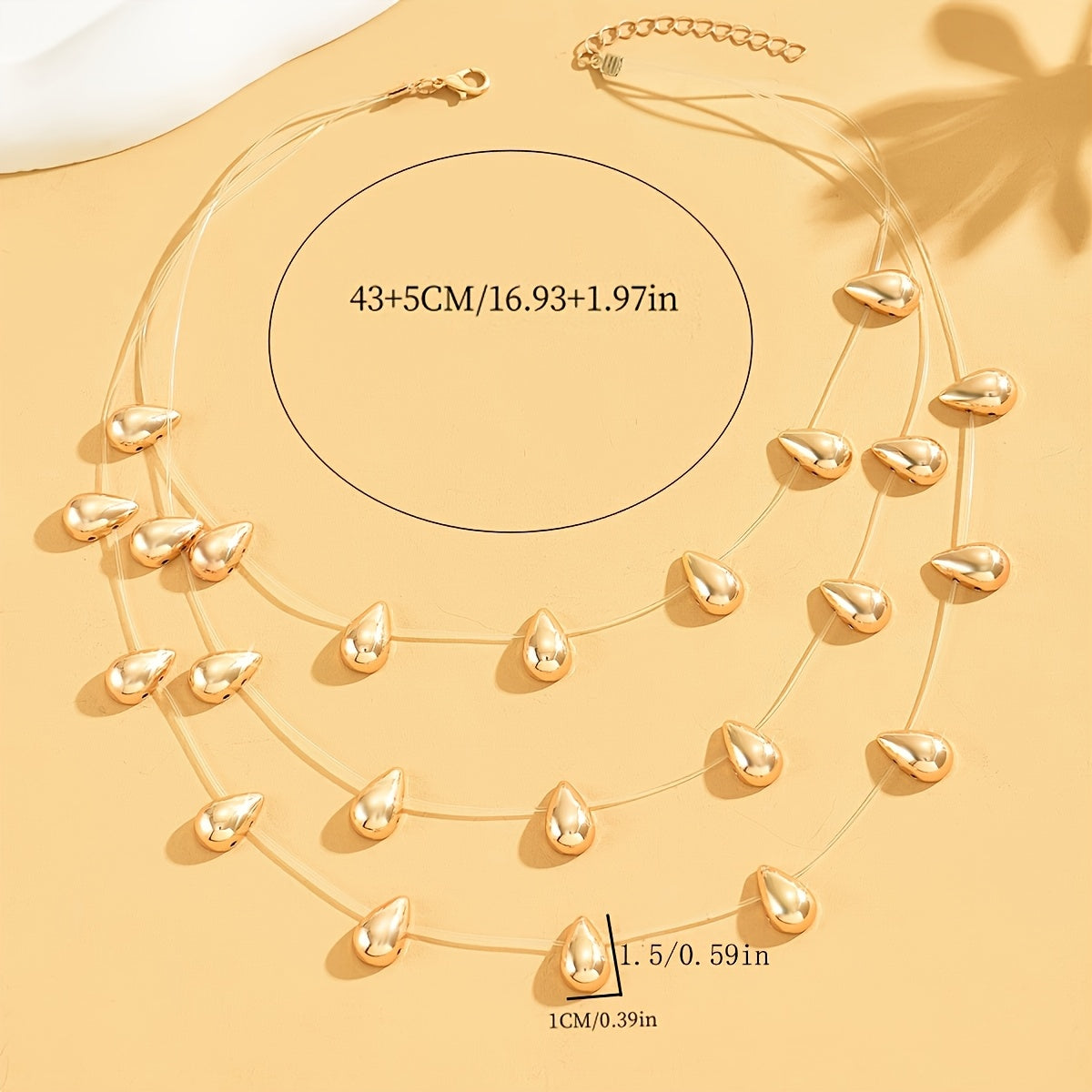 Collier Multicouche Boho Chic Femme - Pendentif Larme Alliage Cordon Transparent