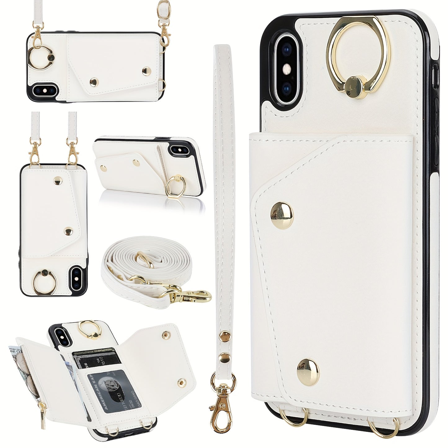 Étui Portefeuille Bandoulière iPhone – Similicuir, Support Intégré, Anti-Choc 📱✨
