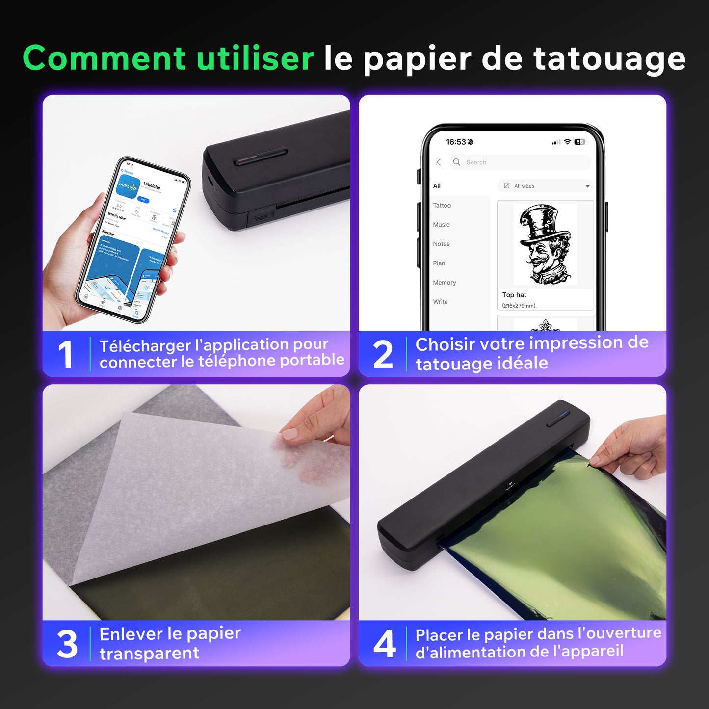 Imprimante Thermique Portable D810 – Sans Fil, USB, Autocollants & Papier Thermique