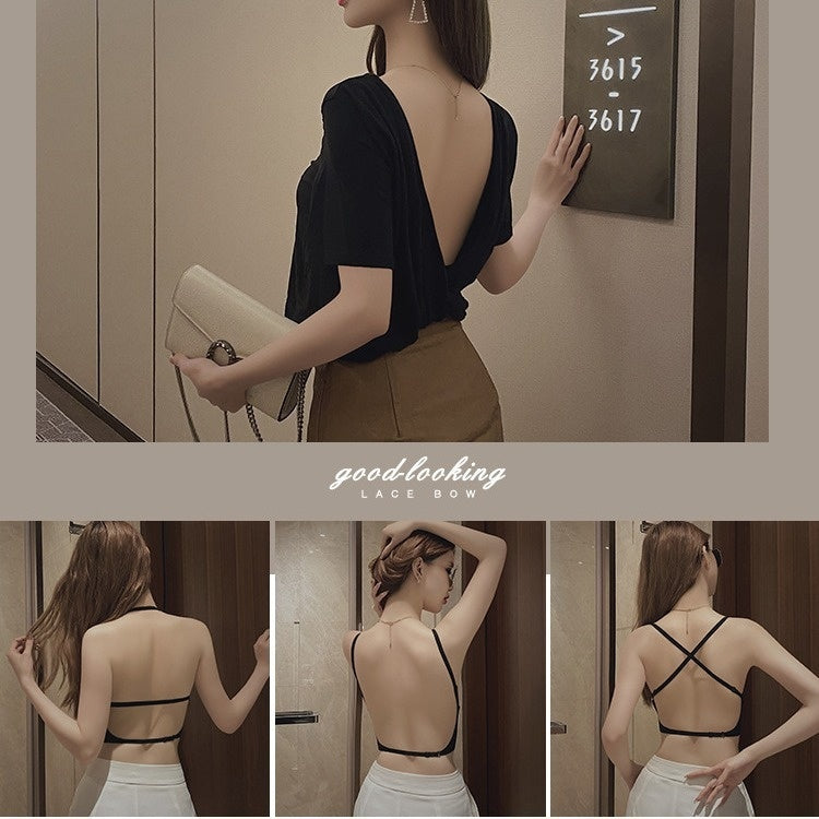 Soutien-gorge push-up dos nu forme U - Bretelles amovibles, coussinets, ideal petites poitrines