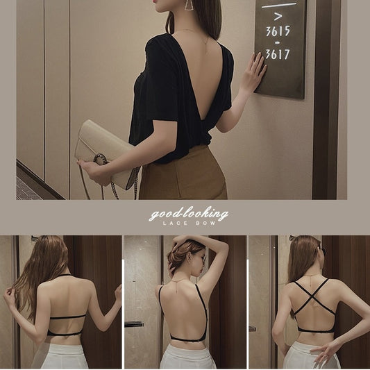 Soutien-gorge push-up dos nu forme U - Bretelles amovibles, coussinets, ideal petites poitrines
