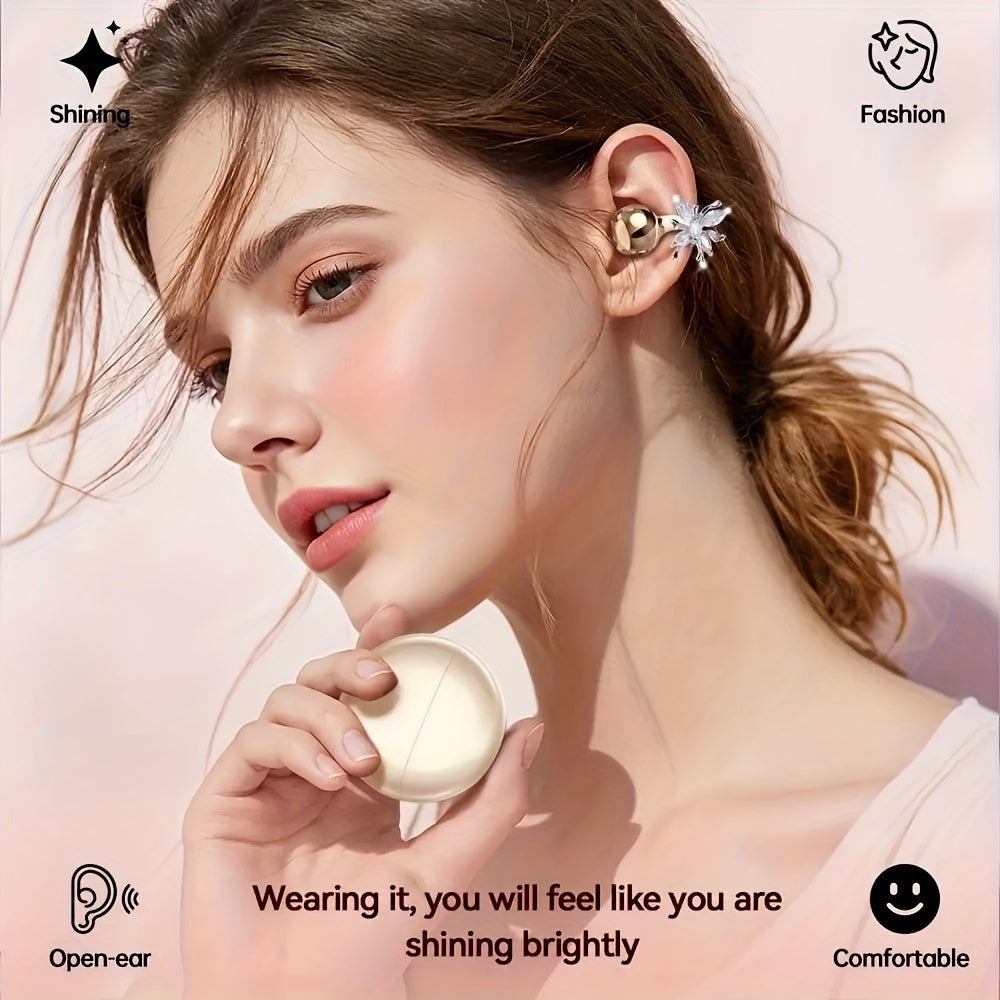 Ecouteurs Bluetooth 5.3 Sans Fil Traduction Multilingue 50h - Boucles Oreilles Pierres Micro Integre
