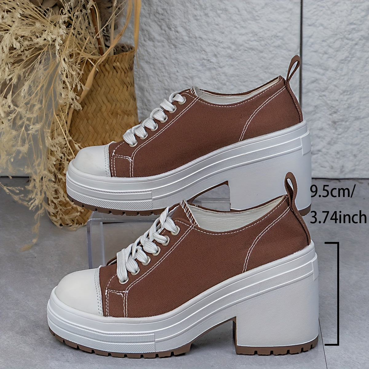 Baskets Femme Mi-Haute Plateforme Lacets - Tissu Semelle PU Style Sport 7 Coloris EU 36-42