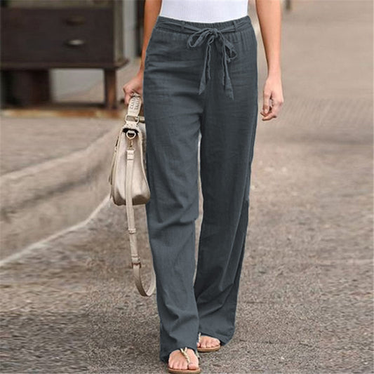Pantalon ample décontracté en coton et lin - Topdecheztop.fr