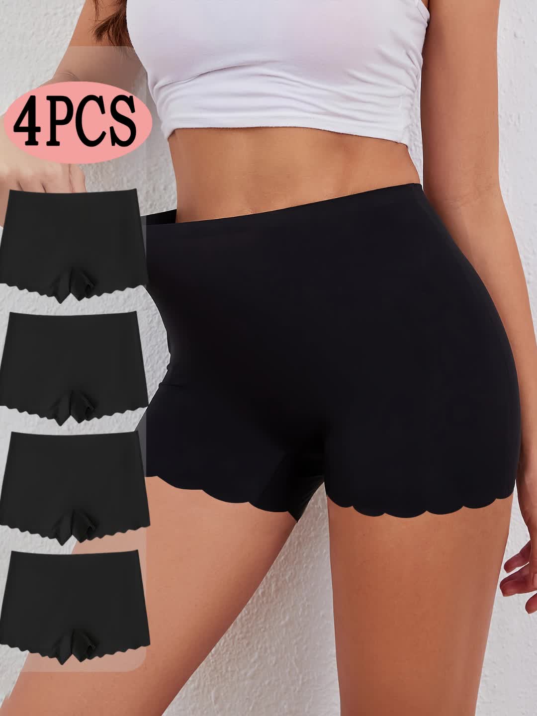 Lot de 4 Culottes Shorty Femme Mi-Haute - Doux, Extensible & Elegant