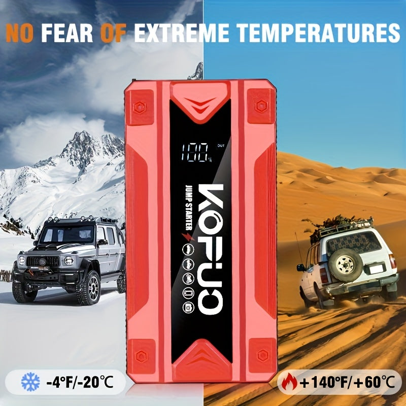 Demarreur de batterie portable voiture KOPUO 4000A - 12V, essence 8.5L, diesel 7L, USB, LED, 2 coloris