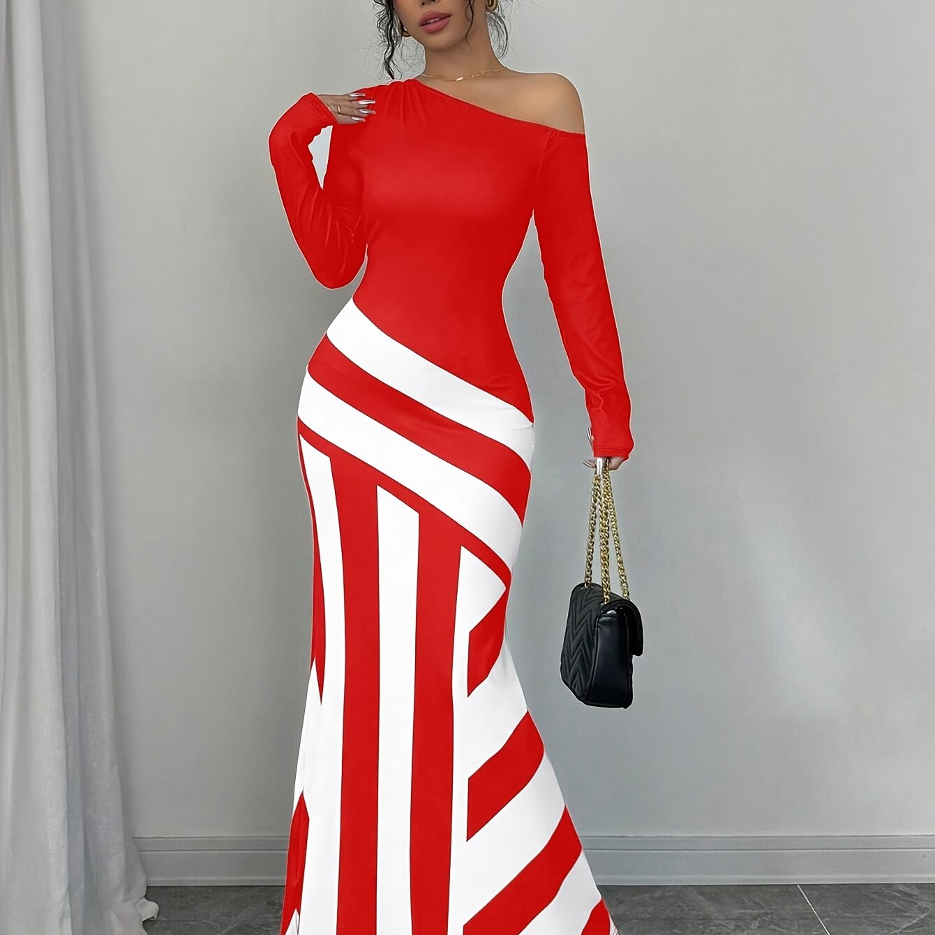 Robe Multi-Positions Femme - Asymetrique, Motif Geometrique, Style Elegant, 3 Coloris