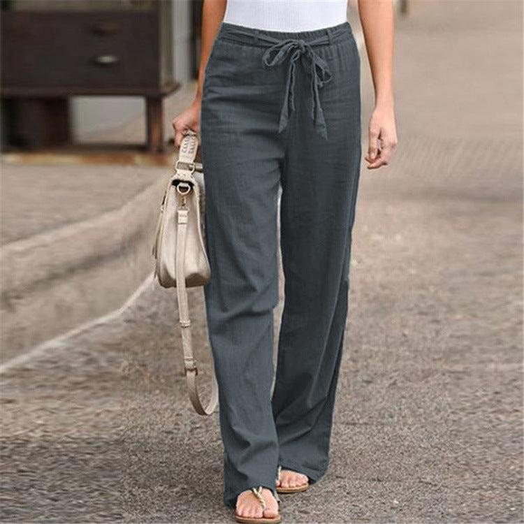 Pantalon ample décontracté en coton et lin - Topdecheztop.fr