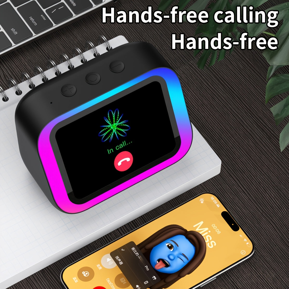 Enceinte Bluetooth Intelligente RGB - Horloge, Assistant Vocal, Son Hi-Fi