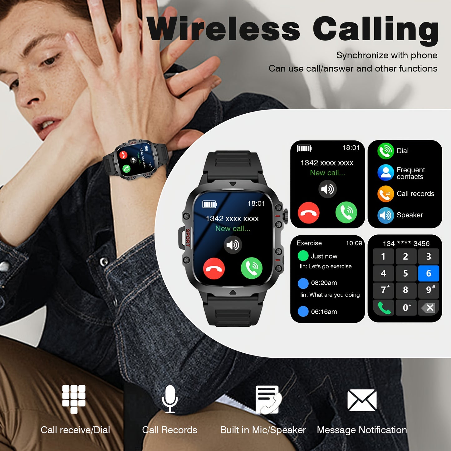 Montre Connectée ZACHARYER – Écran Tactile TFT 1,46", Appels Sans Fil, Modes Sportifs & Notifications | Homme & Femme