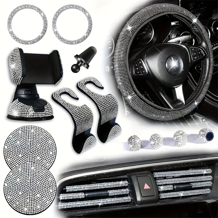 Kit 30 Strass Decoration Interieur Voiture - Volant & Grilles d'Aeration