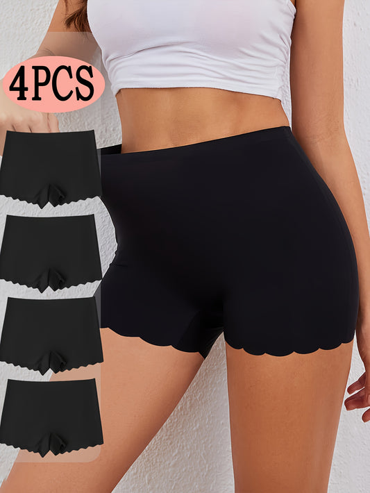 Lot de 4 Culottes Shorty Femme Mi-Haute - Doux, Extensible & Elegant