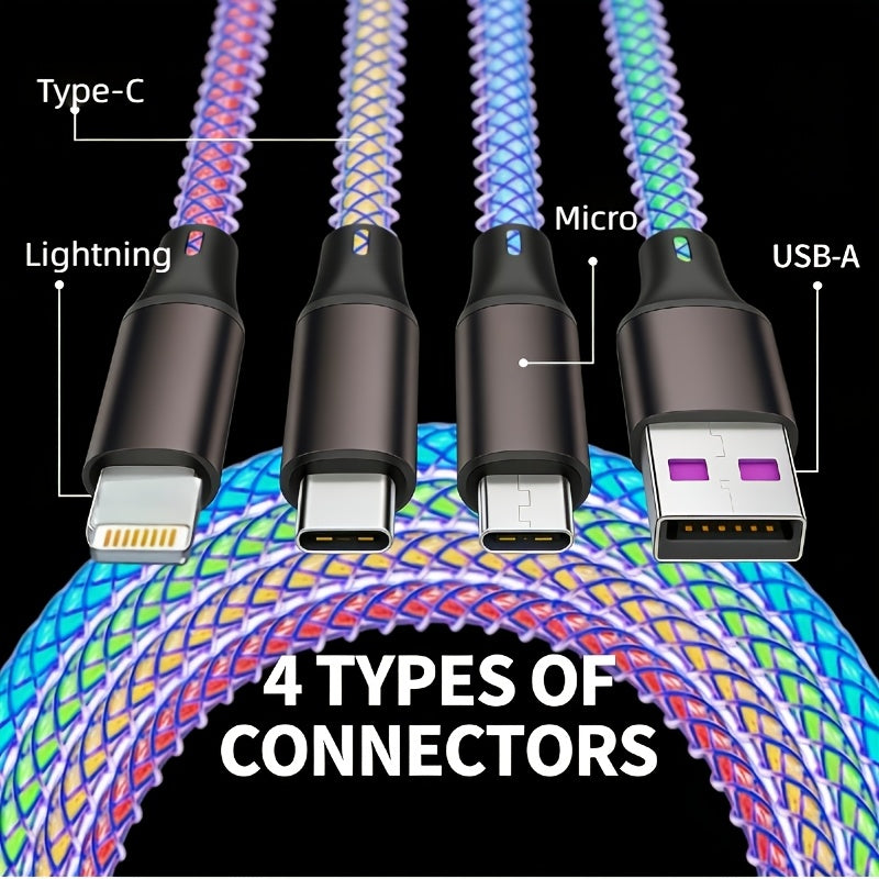 Cable Charge 3-en-1 USB-C vers Lightning 120cm - Transmission Donnees, 5-10W, Plastique Resistant
