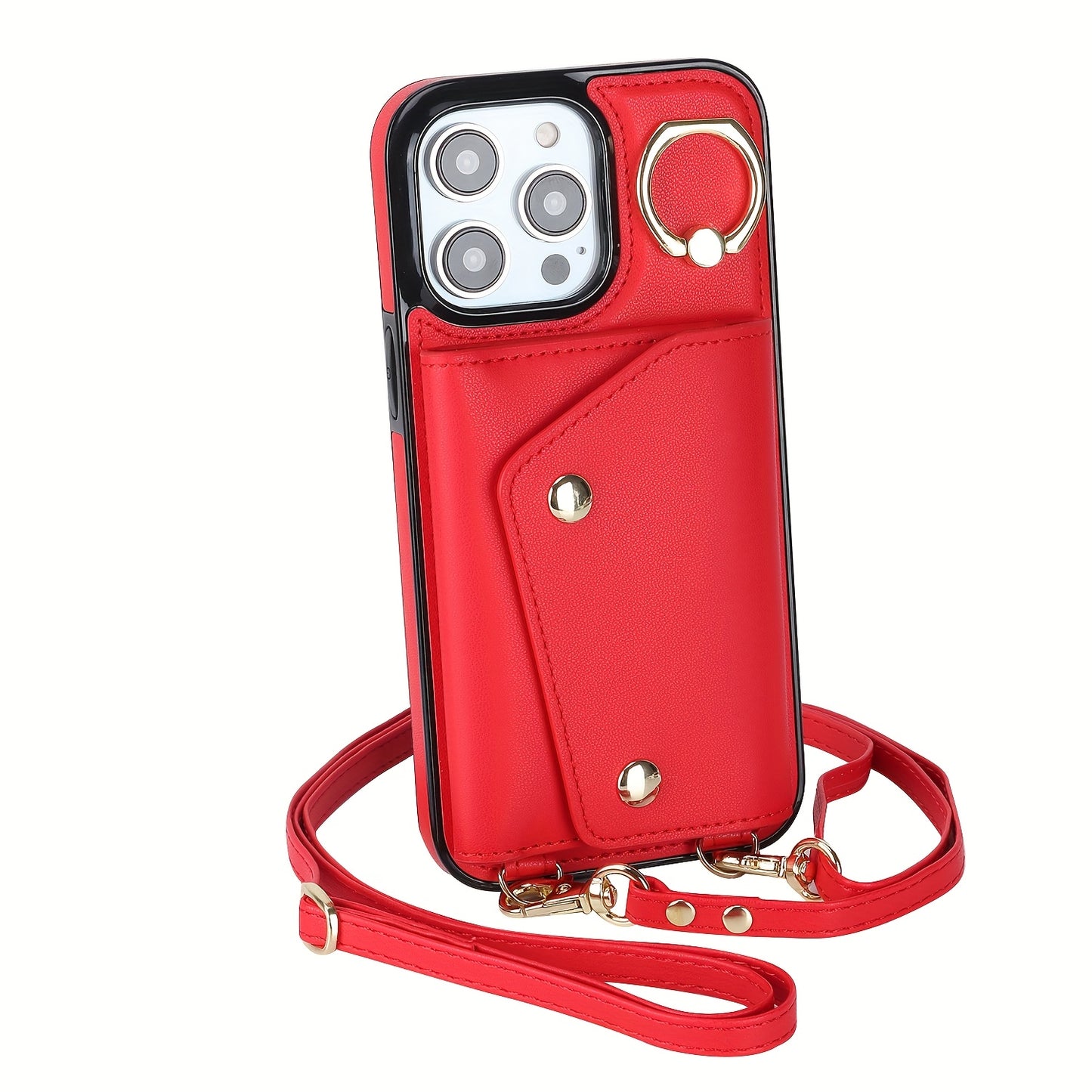 Étui Portefeuille Bandoulière iPhone – Similicuir, Support Intégré, Anti-Choc 📱✨