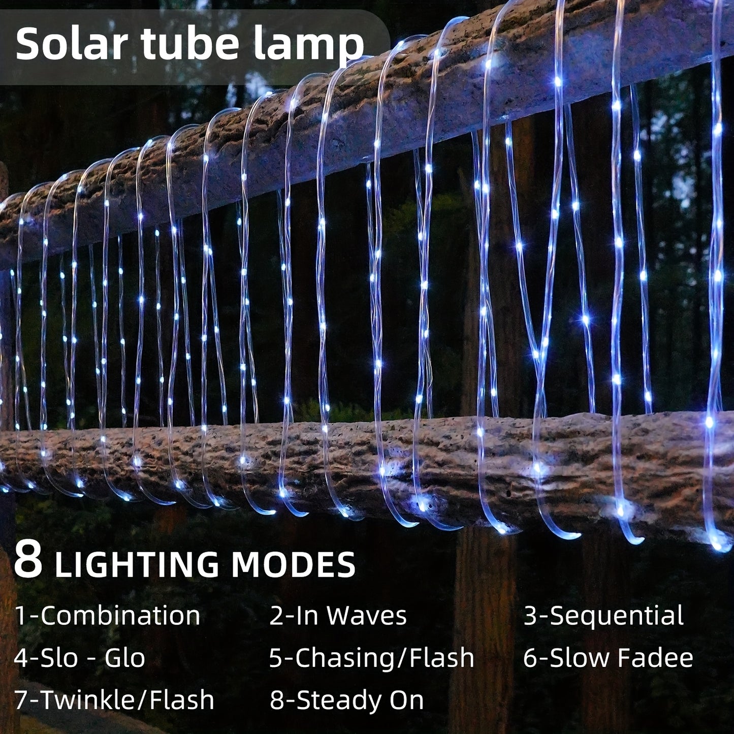Guirlande Solaire LED - 8 Modes, IPX4, Telecommande, Interieur Exterieur, 50 a 300 LED