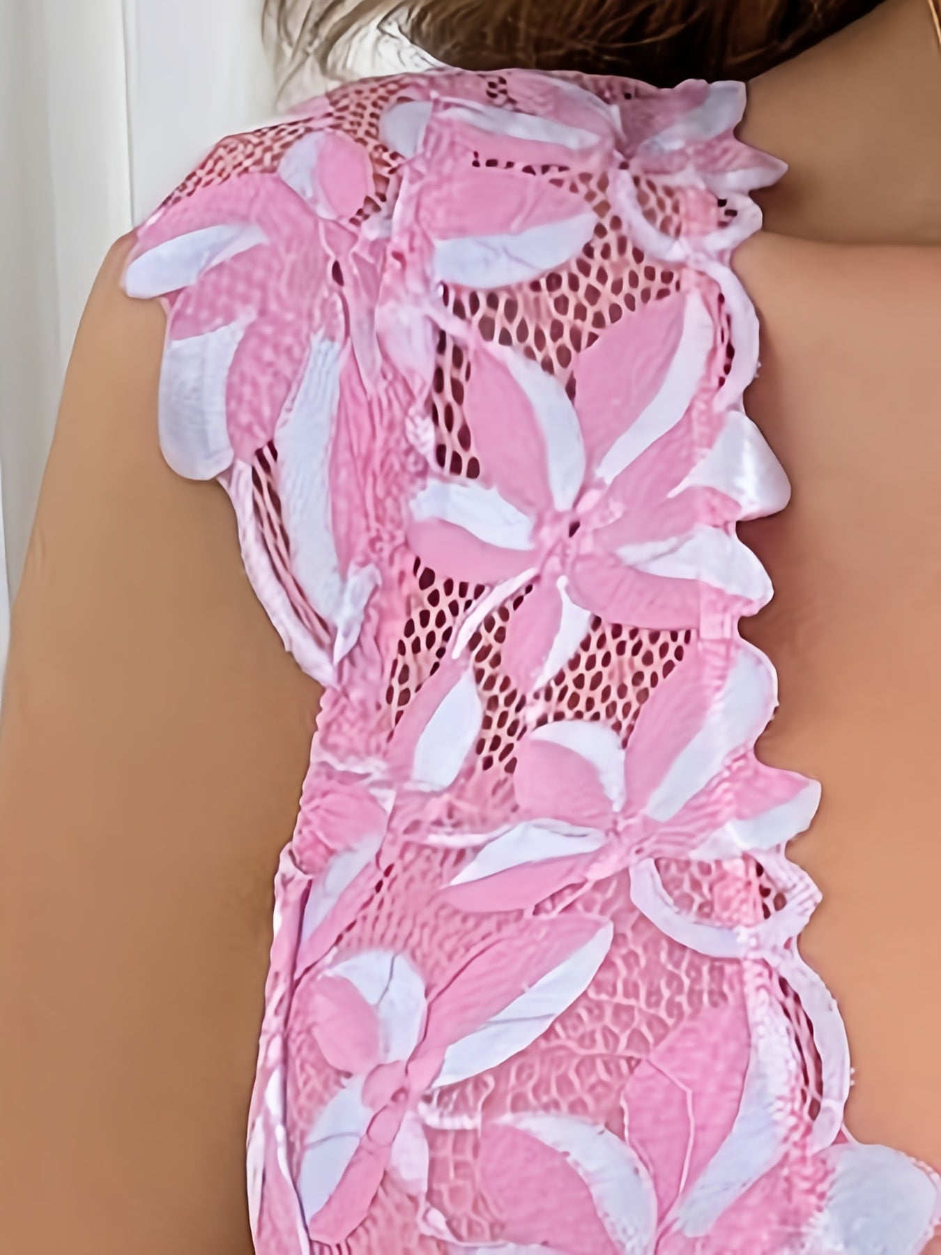 Soutien-Gorge Dentelle Florale Decollete Femme Fermeture Avant - Rose Noir Rouge