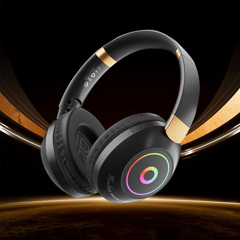 Casque Sans Fil Pliable avec Lumières LED – Gaming & Musique, Batterie 200mAh & USB-C | Noir & Blanc
