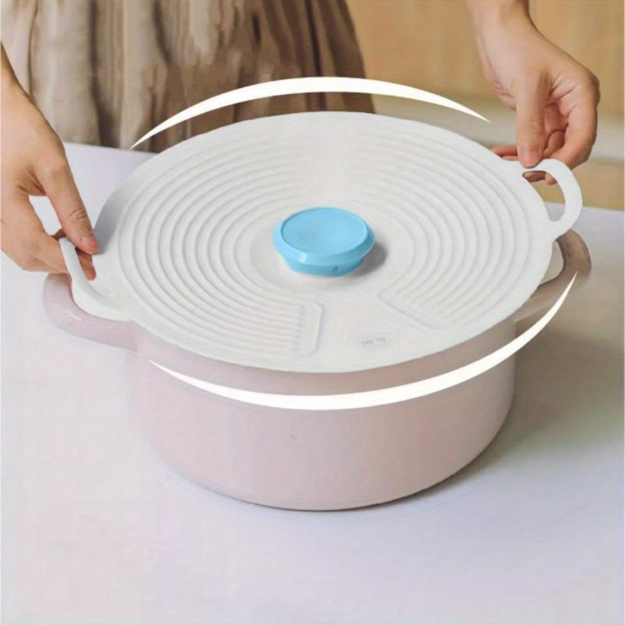 Lot 3 Couvercles Silicone Double Poignee Fermeture Ventouse - Micro-Ondes Lave-Vaisselle Antiadherent Blanc