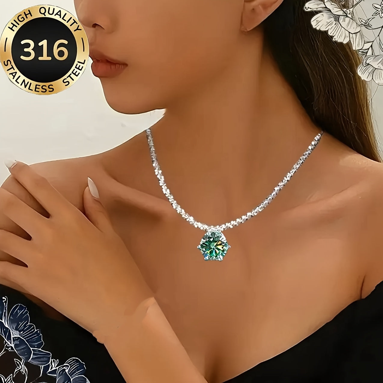 Ensemble 3 colliers femme acier inoxydable hypoallergénique zircone - Style élégant luxueux