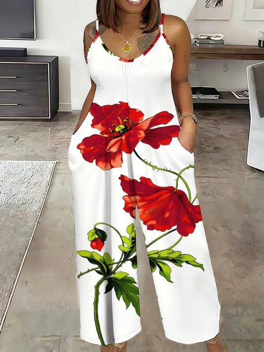 Combinaison Pantalon Ample à Jambes Larges Imprimé – Sans Bretelles, Style Vintage Tendance | S au XXL