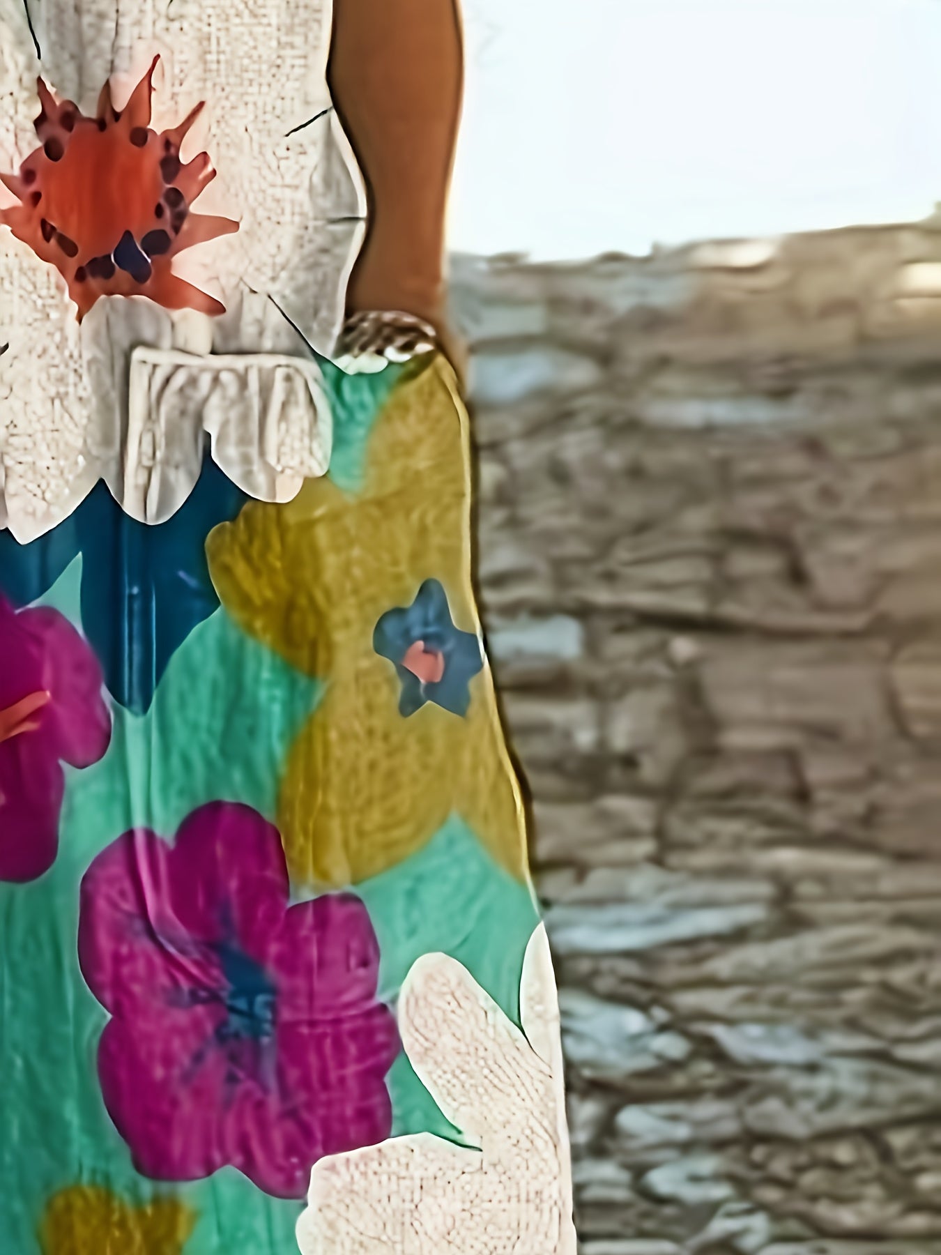 Combinaison Imprimée Florale à Poches – Bretelles, Style Vacances Été | Printemps-Été-Automne | S au XXL