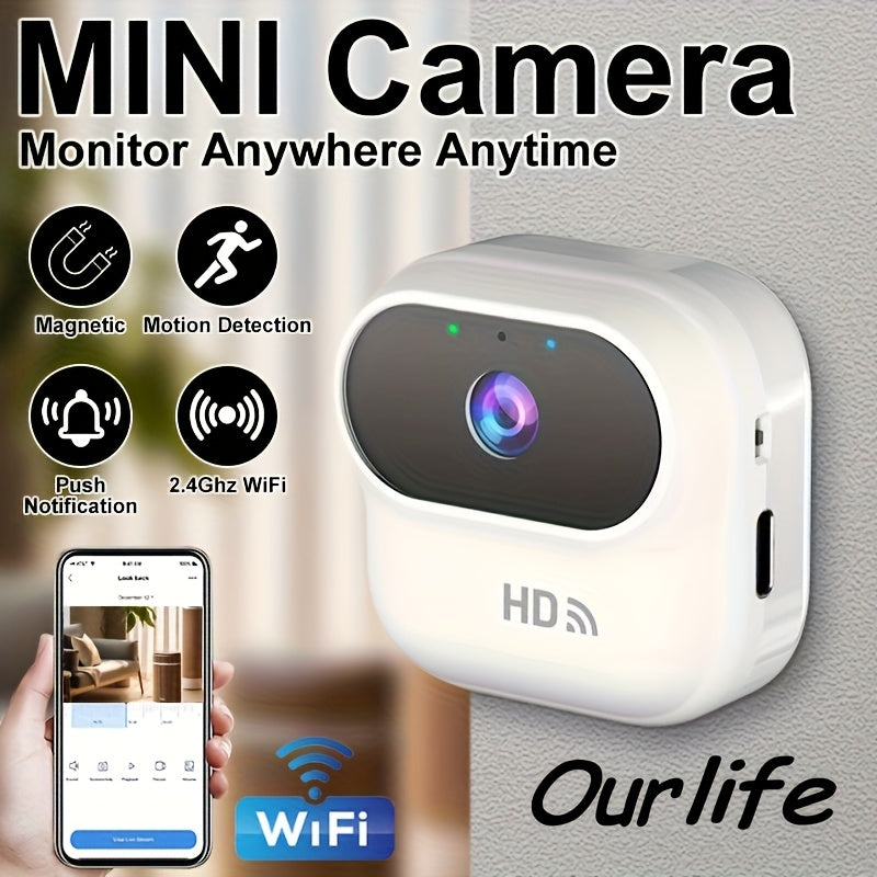 Camera de Securite WiFi 1080p Sans Fil - Detection Mouvement, Vision Nocturne, Fixation Magnetique, Surveillance Mobile