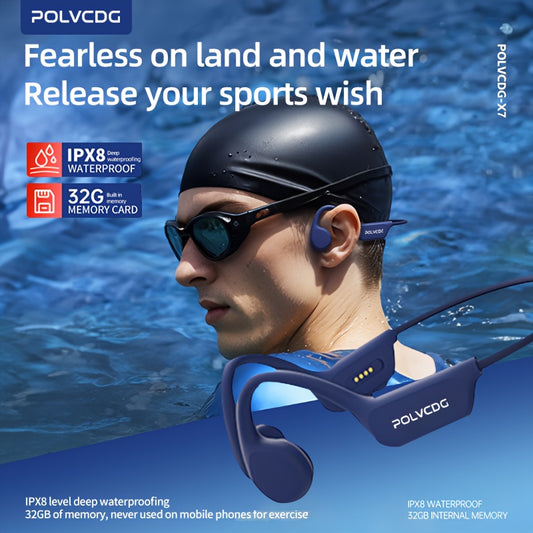 Ecouteurs Conduction Osseuse POLVCDG X7 Sport IPX8 32Go - 10h Natation Course Cyclisme