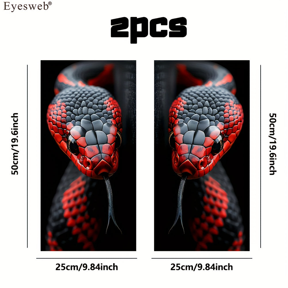 Lot de 2 Autocollants Serpent Rouge & Noir – Vinyle Premium Auto-adhésif