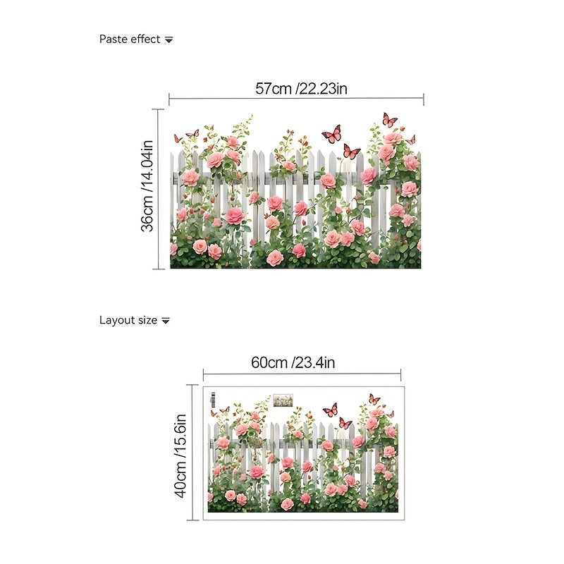Stickers Muraux Papillons et Fleurs Roses Auto-adhésifs – Décoration Murale Classique | 59x40 cm