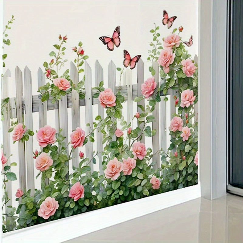 Stickers Muraux Papillons et Fleurs Roses Auto-adhésifs – Décoration Murale Classique | 59x40 cm