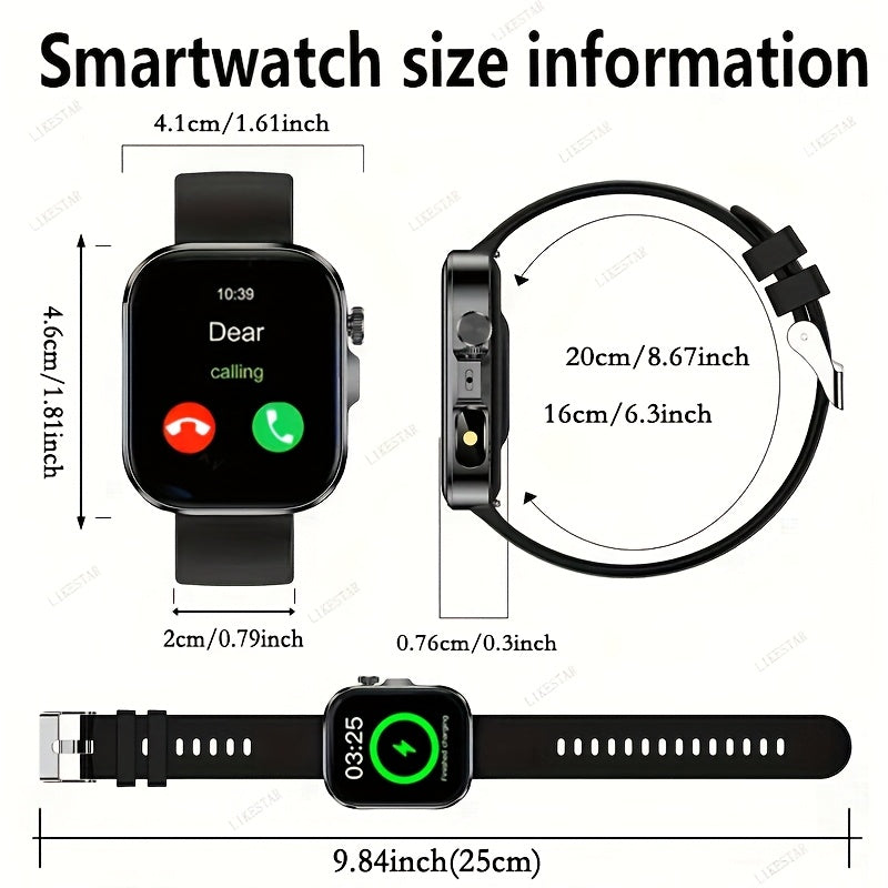 Montre Connectee Tactile Bracelet Acier Inoxydable Ecran HD 2.01 Pouces Recharge Magnetique - Appels Notifications Lampe Torche LED Style Business Decontracte