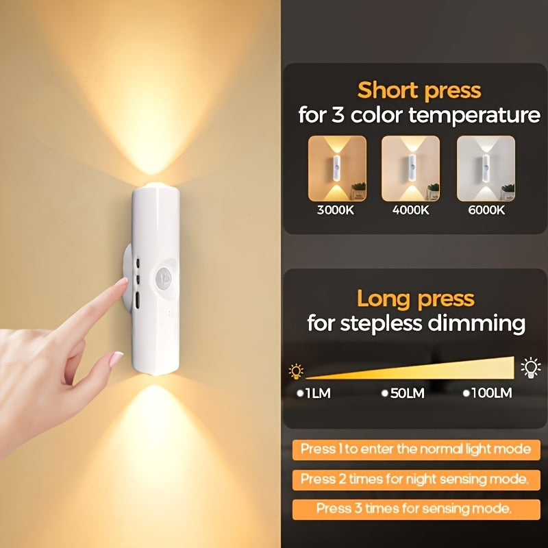 Lot 3 Appliques Murales LED Oeil de Chat Detecteur Mouvement RGB Rechargeable USB